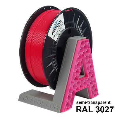 AURAPOL PLA 3D Filament Malinová částečně transparentní 1 kg 1,75 mm