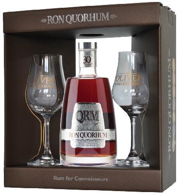 Ron Quorhum 30 Aniversario 40% 0,7L (darčekové balenie s 2 pohárikmi)
