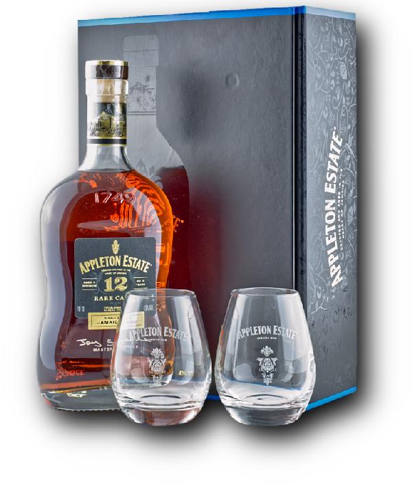 Appleton Estate 12YO Rare Casks 43% 0,7 l — dárkové balení s 2 skleničkami