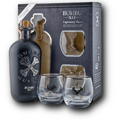 Bumbu XO Rum 40% 0,7L – dárkové balení se 2 sklenicemi