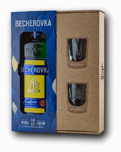 Becherovka The Original 38% 0,7L – dárkové balení se 2 skleničkami