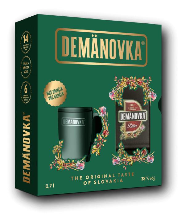 Demänovka Horká Bylinný Likér 38% 0,7L – dárkové balení se sklenicí