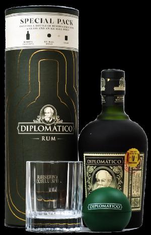 Diplomatico Reserva Exclusiva+Pohár+Ice Ball 40% 0.7L (set)