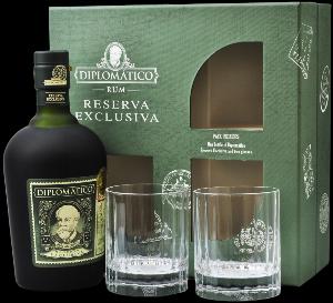 Diplomatico Reserva Exclusiva 40% 0,7l (dárkové balení s 2 skleničkami)