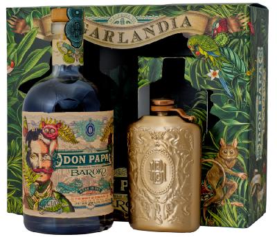 Don Papa Baroko Rum 40% 0,7 l – dárkové balení s ploskačkou