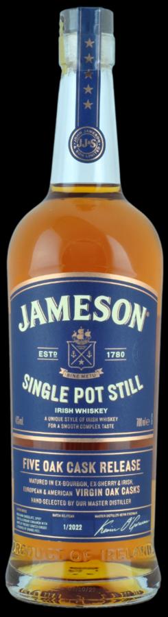 Jameson Single Pot Still Five Oak Cask Release 46% 0,7L (holá láhev)