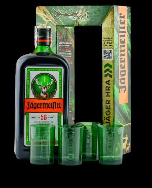 Jägermeister 35% 0.7L (dárkové balení s 4 skleničkami)