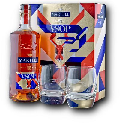 Martell VSOP 40% 0,7 l – koňak (dárkové balení se 2 sklenicemi)