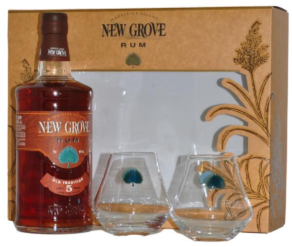 New Grove 5YO 40% 0,7L – dárkové balení se 2 skleničkami