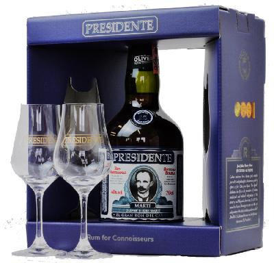 Presidente Marti Solera 15 40% 0,7L (dárkové balení s 2 skleničkami)