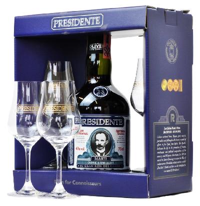 Presidente Marti Solera 23 40% 0,7L (dárkové balení s 2 skleničkami)