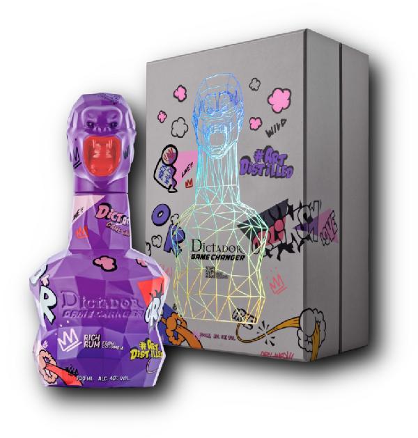 Dictador Game Changer Violet Bottle 40% 0,7L – dárková kazeta