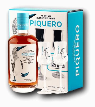 Piquero Ochucený Rum 40% 0,7L – dárkové balení se 2 skleničkami