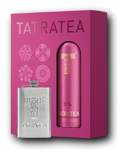 Tatratea Hibiscus & Red Tea 37% 0,7L (dárkové balení s ploskačkou)