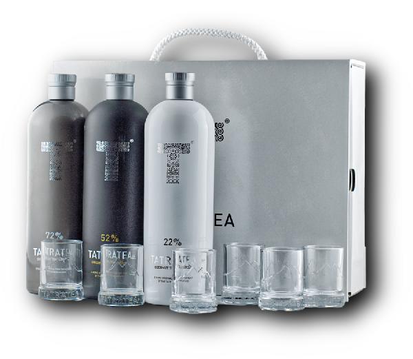 Tatratea Set 48,7% 3 × 0,7L – dárkový kufřík se 6 pohárky