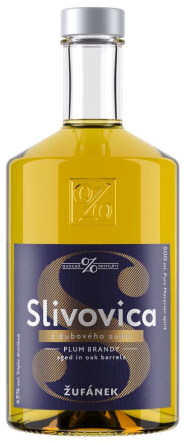 Žufánek Slivovica z dubového sudu 45% 0,5l (holá láhev)