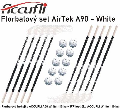 Set Accufli AirTek A90 White (10 hokejek) 90 cm (= 101 cm) 3x levá / 7x pravá