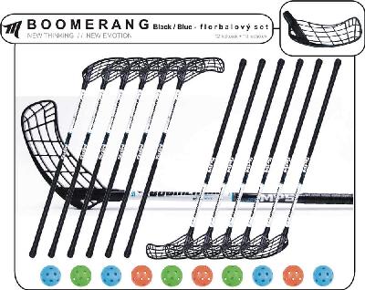 Set MPS Boomerang Black/Blue (12 hokejek) 9x levá / 3x pravá