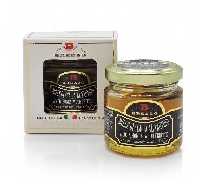 Akátový med s kousky černého lanýže, 100 g - v dárkové krabičce  (Lanýžový med)