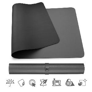 Oboustranná podložka pod myš a klávesnici MOSH kožená, tmavě šedá/černá, 70 x 35 cm Medium (70 x 35 cm)