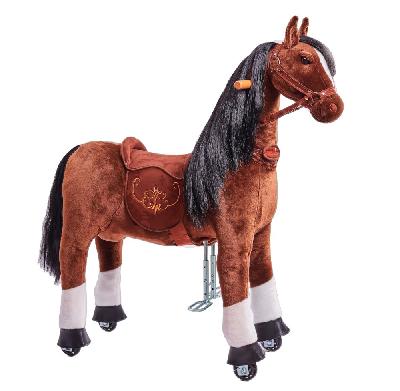 Mechanický jezdicí kůň Ponnie Happy M – tmavě hnědý