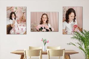 Fotoobrazy sada 3 kusů 60x40 cm s vlastními fotkami, Plátno Recycled Satin Canvas, 330g/m²