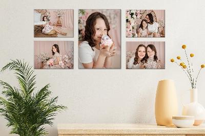 Fotoobrazy sada 5 kusů (1x - 45x30 cm, 4x - 30x20 cm) z vlastních fotografií, Plátno 100% bavlna: Satin Canvas 350g/m²