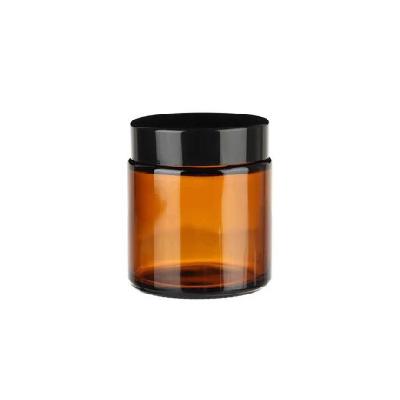 Skleněná dóza hnědá - černé víčko 120ml