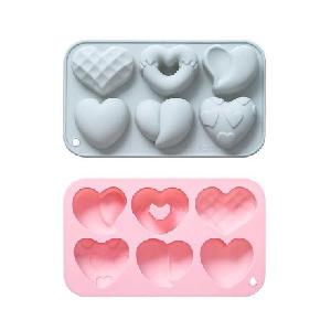 Silikonová forma na mýdlo srdíčka V. - 6ks