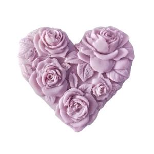 Silikonová forma na mýdlo srdce s růžemi II.