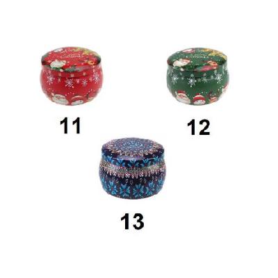 Plechová dóza na svíčky pr. 7x4,5cm - vánoční 11