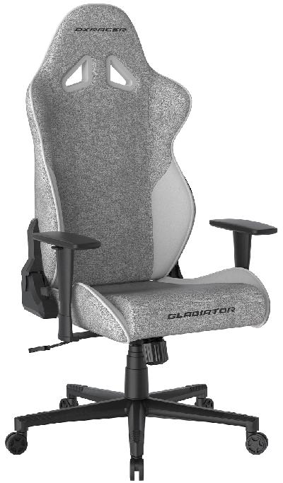 Herní židle DXRacer GLADIATOR šedo-bílá látková – mechanismus TILT