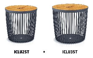 Set 2 univerzálních košů CLUBO s bambusovými víky 25+35l antracit