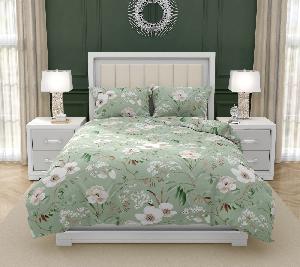 TOP Bavlněné povlečení DELUXE 140x200+70x90 MAGNÓLIE zelená