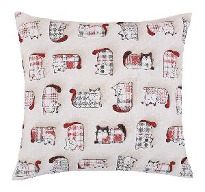 Bavlněný povlak na polštář EMA 45x45 - Červená kočka