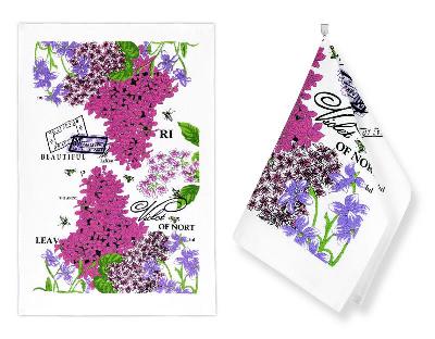 Kuchyňské utěrky - sada 2 kusů - Fialky