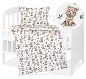 Dětské bavlněné povlečení 90x135+45x60 Medvídek v trávě