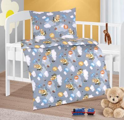Dětské bavlněné povlečení 90x135+45x60 Medvídek v letadle