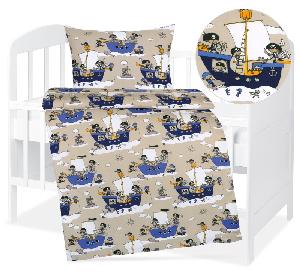 Dětské bavlněné povlečení 90x135+45x60 Modré loďky