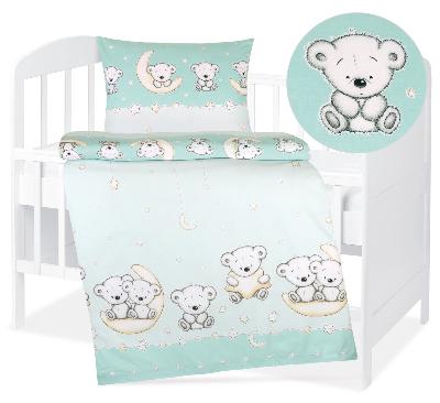 Dětské bavlněné povlečení 90x135+45x60 Roztomilí medvídci modří