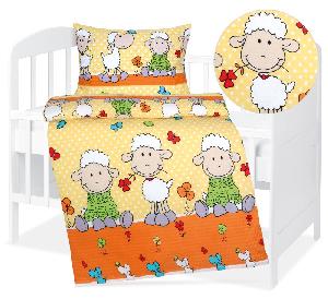 Dětské krepové povlečení 90x135+45x60 Ovečky žluté