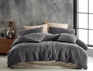 Francouzské mušelínové povlečení 220x200+2x70x90 Tmavě šedé