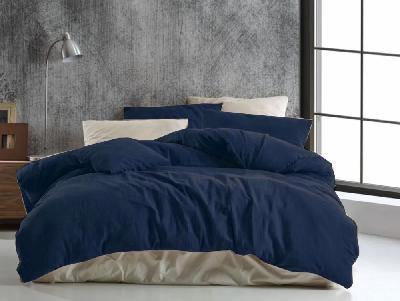 TOP Mušelínové povlečení 140x200+70x90 Tmavě modré