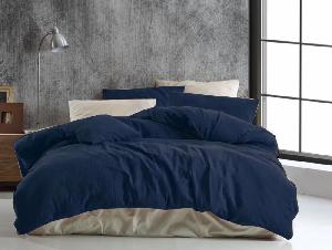 Francouzské mušelínové povlečení 220x200+2x70x90 Tmavě modré