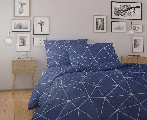 TOP Prodloužené bavlněné povlečení NORDIC COLLECTION 140x220+70x90 GRID modré