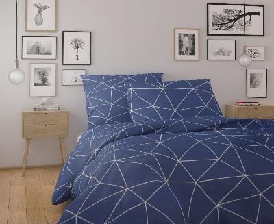 TOP Prodloužené bavlněné povlečení NORDIC COLLECTION 140x220+70x90 GRID modré