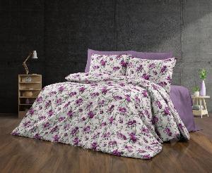 Bavlněné povlečení Deluxe 140x200+70x90 Flora fialová