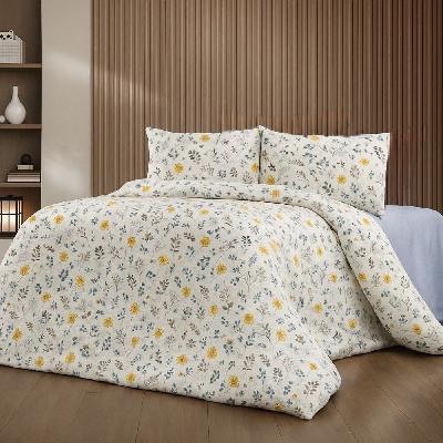 Krepové povlečení DeLuxe 140x200+70x90 Zlaté kvítí